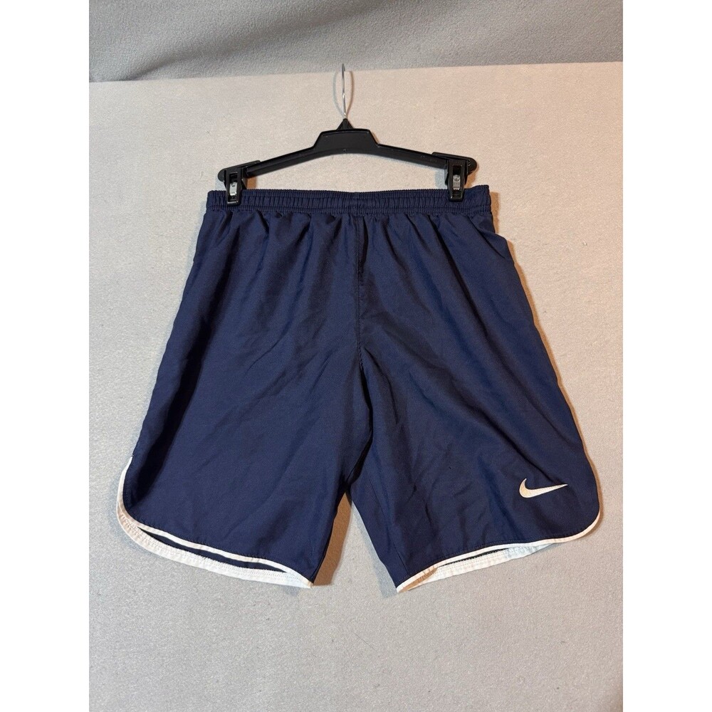 Nike Boys Blue With White Trim Athletic Shorts L Drawstring Elastic Waist Poly